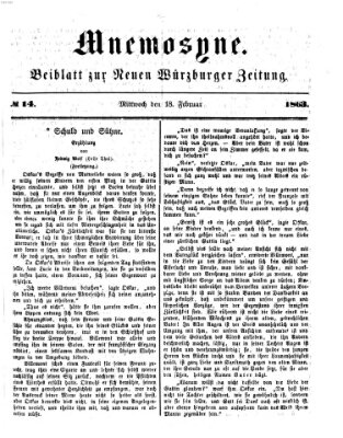 Mnemosyne (Neue Würzburger Zeitung) Mittwoch 18. Februar 1863