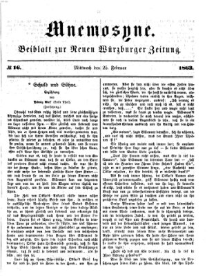 Mnemosyne (Neue Würzburger Zeitung) Mittwoch 25. Februar 1863