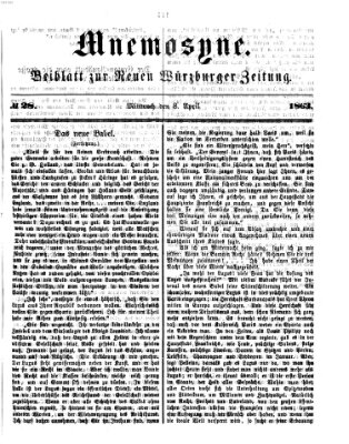 Mnemosyne (Neue Würzburger Zeitung) Mittwoch 8. April 1863