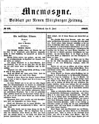 Mnemosyne (Neue Würzburger Zeitung) Mittwoch 3. Juni 1863