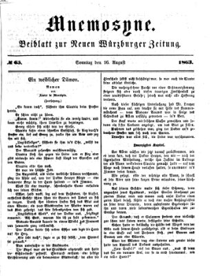Mnemosyne (Neue Würzburger Zeitung) Sonntag 16. August 1863