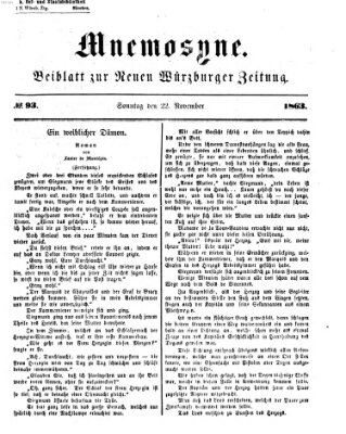 Mnemosyne (Neue Würzburger Zeitung) Sonntag 22. November 1863