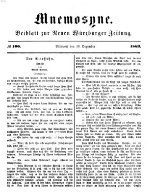 Mnemosyne (Neue Würzburger Zeitung) Mittwoch 16. Dezember 1863