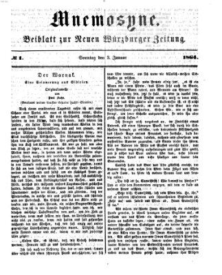 Mnemosyne (Neue Würzburger Zeitung) Sonntag 3. Januar 1864