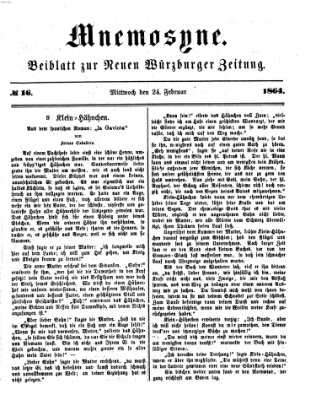 Mnemosyne (Neue Würzburger Zeitung) Mittwoch 24. Februar 1864
