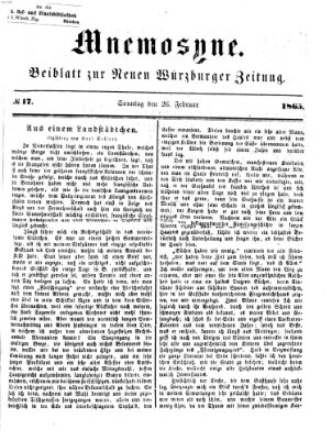 Mnemosyne (Neue Würzburger Zeitung) Sonntag 26. Februar 1865
