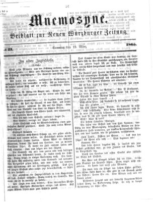 Mnemosyne (Neue Würzburger Zeitung) Sonntag 19. März 1865