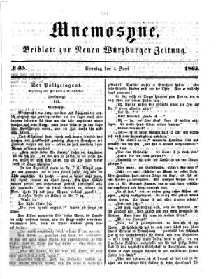 Mnemosyne (Neue Würzburger Zeitung) Sonntag 4. Juni 1865