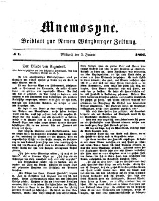 Mnemosyne (Neue Würzburger Zeitung) Mittwoch 3. Januar 1866