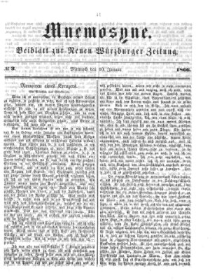 Mnemosyne (Neue Würzburger Zeitung) Mittwoch 10. Januar 1866