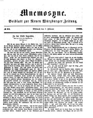 Mnemosyne (Neue Würzburger Zeitung) Mittwoch 7. Februar 1866