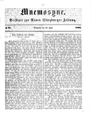 Mnemosyne (Neue Würzburger Zeitung) Mittwoch 13. Juni 1866