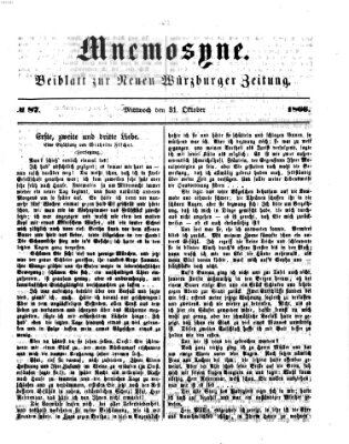 Mnemosyne (Neue Würzburger Zeitung) Mittwoch 31. Oktober 1866