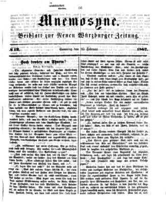 Mnemosyne (Neue Würzburger Zeitung) Sonntag 10. Februar 1867