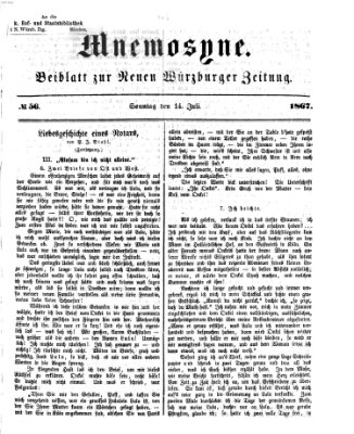 Mnemosyne (Neue Würzburger Zeitung) Sonntag 14. Juli 1867