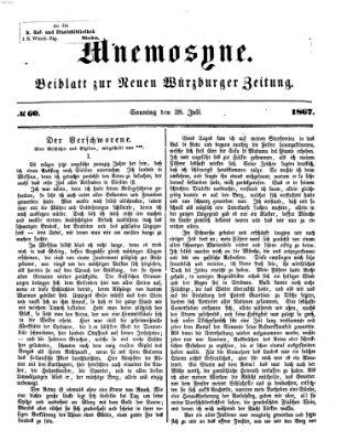 Mnemosyne (Neue Würzburger Zeitung) Sonntag 28. Juli 1867