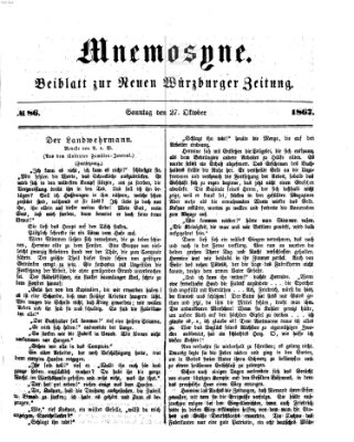 Mnemosyne (Neue Würzburger Zeitung) Sonntag 27. Oktober 1867