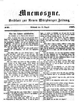 Mnemosyne (Neue Würzburger Zeitung) Mittwoch 12. August 1868