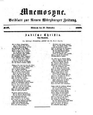 Mnemosyne (Neue Würzburger Zeitung) Mittwoch 30. September 1868