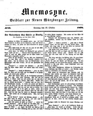 Mnemosyne (Neue Würzburger Zeitung) Sonntag 18. Oktober 1868