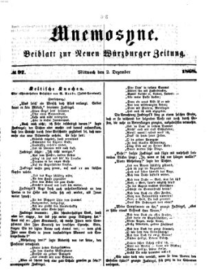 Mnemosyne (Neue Würzburger Zeitung) Mittwoch 2. Dezember 1868