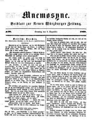 Mnemosyne (Neue Würzburger Zeitung) Sonntag 6. Dezember 1868