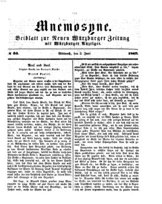 Mnemosyne (Neue Würzburger Zeitung) Mittwoch 2. Juni 1869