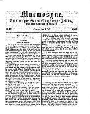 Mnemosyne (Neue Würzburger Zeitung) Sonntag 4. Juli 1869