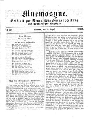Mnemosyne (Neue Würzburger Zeitung) Mittwoch 18. August 1869