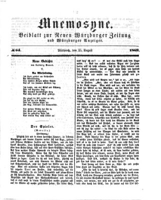 Mnemosyne (Neue Würzburger Zeitung) Mittwoch 25. August 1869