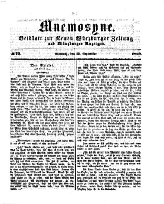 Mnemosyne (Neue Würzburger Zeitung) Mittwoch 22. September 1869