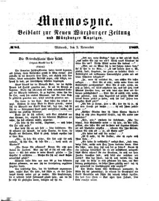 Mnemosyne (Neue Würzburger Zeitung) Mittwoch 3. November 1869