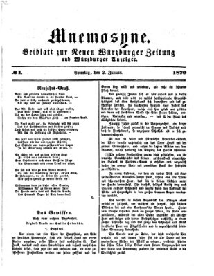 Mnemosyne (Neue Würzburger Zeitung) Sonntag 2. Januar 1870
