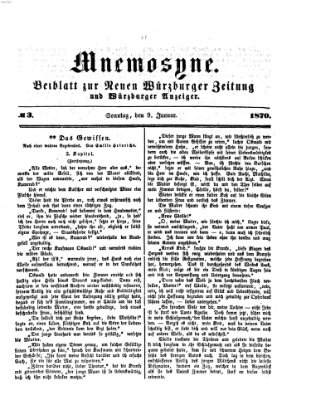 Mnemosyne (Neue Würzburger Zeitung) Sonntag 9. Januar 1870