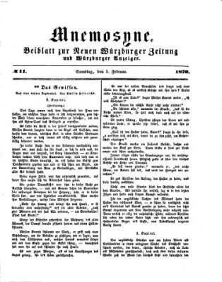 Mnemosyne (Neue Würzburger Zeitung) Samstag 5. Februar 1870