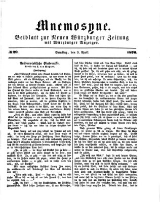 Mnemosyne (Neue Würzburger Zeitung) Samstag 9. April 1870