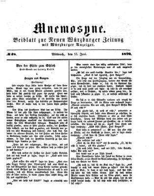 Mnemosyne (Neue Würzburger Zeitung) Mittwoch 15. Juni 1870