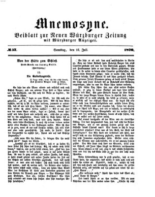 Mnemosyne (Neue Würzburger Zeitung) Samstag 16. Juli 1870