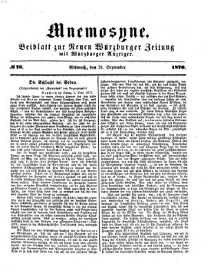 Mnemosyne (Neue Würzburger Zeitung) Mittwoch 21. September 1870