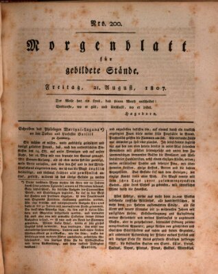 Morgenblatt für gebildete Stände Freitag 21. August 1807