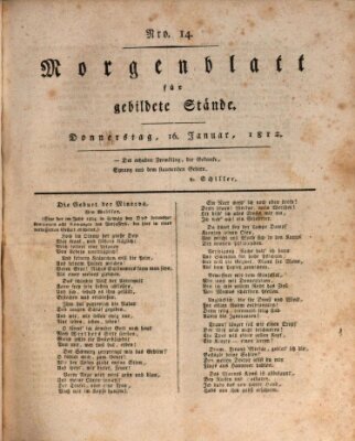 Morgenblatt für gebildete Stände Donnerstag 16. Januar 1812