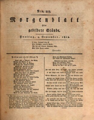 Morgenblatt für gebildete Stände Freitag 4. September 1812