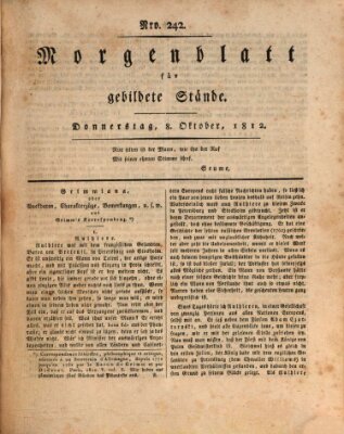 Morgenblatt für gebildete Stände Donnerstag 8. Oktober 1812