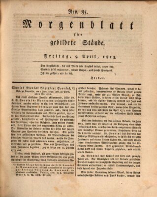Morgenblatt für gebildete Stände Freitag 9. April 1813
