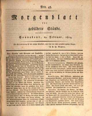 Morgenblatt für gebildete Stände Samstag 19. Februar 1814