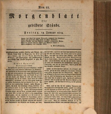 Morgenblatt für gebildete Stände Freitag 13. Januar 1815