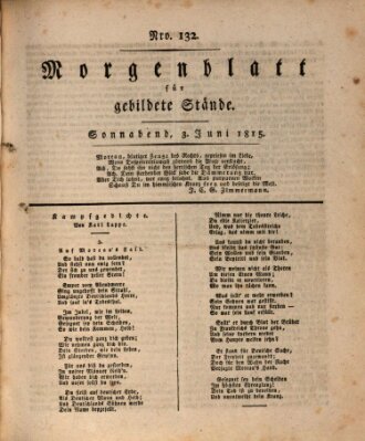 Morgenblatt für gebildete Stände Samstag 3. Juni 1815
