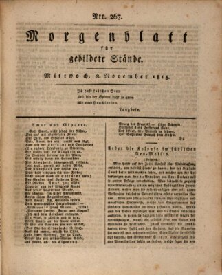 Morgenblatt für gebildete Stände Mittwoch 8. November 1815