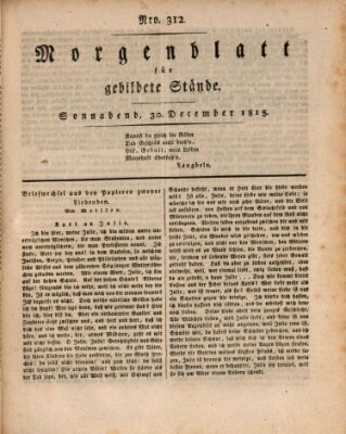 Morgenblatt für gebildete Stände Samstag 30. Dezember 1815