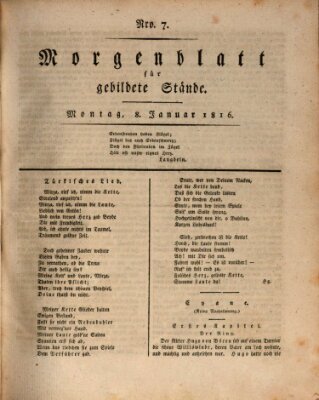 Morgenblatt für gebildete Stände Montag 8. Januar 1816